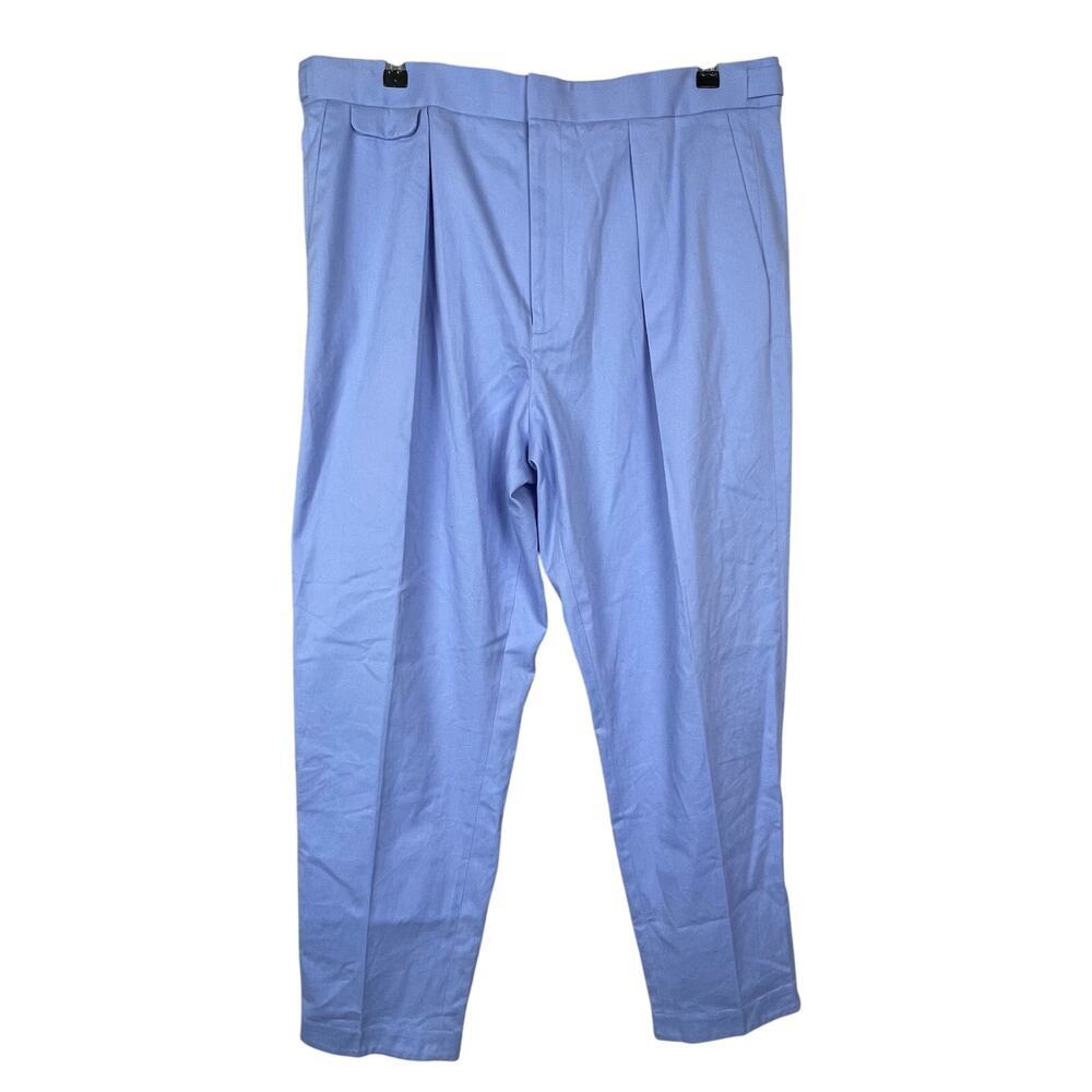 Equipment Light Blue Pleated Tapered Trouser Pants Size XL Adjustable Waist